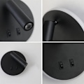 Miniatyrbillede 2 af 5: LED væglampe, sengeborde-læselampe, 12W LED væglæselamper, justerbar spotlight (3W + 9W 3000K varmt lys) sort (rund form)