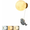 Miniatyrbillede 1 af 5: Planet Moon Vægslampe 3D Lampe Dæmpbar Natlampe, Børneværelse Sfærisk Natlampe til Drenge Piger Astronaut Lampe Justerbar Højde Vægs