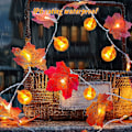 Miniatyrbilde 3 av 5: 3m 20 LED Høstlønn Blader Gresskar Fe Lys Fall Maple Leaves Dekorasjon for Bryllup Hjem Fall Thanksgiving Utendørs