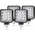 Miniatyrbilde 1 av 5: 4 x 48W LED arbeidslys, firkantet spotlight 12V 24V lang rekkevidde LED-frontlys IP67 spot flom baklys for bil lastebil traktor SUV båt (4 stk)
