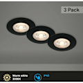 Miniatyrbillede 2 af 5: Sæt med 3 LED Indbyggede Loftlamper, Ultra-Tynde Indbyggede Lamper, Badeværelses Indbyggede Spotlights, IP65 Badeværelses Indbyggede Spotlights, Mat Sort, 90x2