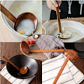 Miniatyrbilde 4 av 4: 4 stk Japansk Stil Tre Sked Lang Håndtak Tre Suppe Sked Ramen Suppe Sked Servise Kjøkken Redskap Håndlaget Suppe Sked Servise-Fei Yu