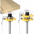 Pikkukuva 2 / 5: 8 mm:n varren liitos- ja ura-leikkurisarja, 3 terää, T-muotoinen puuleikkuri, puuntyöstötyökalu (8 mm) HIASDFLS