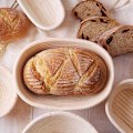 Pikkukuva 2 / 5: 6-osainen Banneton-kori irrotettavalla vuorauksella ja kaapimella leivontatyökaluille