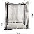 Miniatyrbillede 5 af 5: Myggenet til dobbeltseng, rektangulær ensfarvet med 4 åbninger, nem installation, Polyester, Sort, 190cm x 210cm x 240cm-