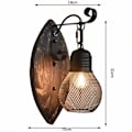 Miniatyrbillede 2 af 5: Retro LED Vægslampe Jern Sconce (Sort) Massivt Træ Sconce til Sengebord Garage Sportsplads Soveværelse Stue Ø15Cm E27 (Uden Pære)
