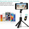 Miniatyrbillede 4 af 5: Bluetooth Selfie Stick, 3 i 1 Selfie Stick Stativ Udvidbar Bluetooth Selfie Stick Teleskopisk Justerbar Monopod med Aftagelig Fjernbetjening &