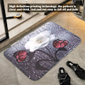 Miniatyrbillede 5 af 5: 3D Butterfly Blomst Vandafvisende Stof Bruseforhæng Badeværelsesgardiner Sæt Blomst Landskab Antislip Måtte Toiletlåg Dæksel