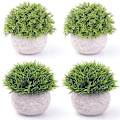 Miniatyrbillede 1 af 5: 4 stk. kunstige plastikplanter i potte, falske topiary buske falske planter, små falske, til badeværelse
