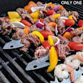 Miniatyrbilde 4 av 5: 11,8 tommers grillspyd i rustfritt stål, gjenbrukbar, fiskebensform, grillverktøy for utendørs leirbål