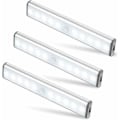 Miniatyrbilde 1 av 5: Sett med 3 10 LED-lamper, trådløse, USB-oppladbare, magnetiske, bevegelsessensor, 2 lysmoduser, bærbare. Skaplys, nødlys