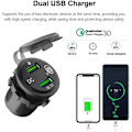 Miniatyrbilde 4 av 5: Dual Port USB-billader for biluttak QC3.0 12V/24V ladeadapter med LED digital voltmeter berøringssvitsj A