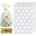 Miniatyrbillede 1 af 5: 100 stk. Gusset-poser med guld-bindinger 13 x 22 cm Cellofan-godteposer med bund (guld)-