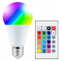 Miniatyrbillede 1 af 5: Farvede LED-pærer, 10W E27 LED RGBW Pære med Fjernbetjening, Hukommelsesfunktion og Timer, 12 Farver og 7 Lysstyrke niveauer, Stemningslamper