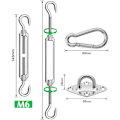 Miniatyrbillede 2 af 5: Skygge Sejl Hardware Kit, 304 Rustfrit Stål Solsejl Installations Kit, 15cm til Installation af Rektangulære og Trekantede Skygge Sejl til Terrasse, Have, 6