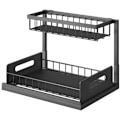 Miniatyrbillede 1 af 5: Under Sink Organizers & Opbevaring 2 Tier Badeværelse Vask Organizer Under Køkken, Skydedør