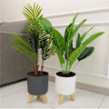 Miniatyrbillede 3 af 5: Moderne plantepotter med træbenholder soveværelse gulvstående pottepotte haveplanter-2