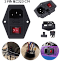Miniatyrbilde 4 av 5: 3-pin IEC320 C14 sikringsbryter og stikkontakt 10A 250V utvidelsesmodul