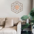 Miniatyrbillede 1 af 4: 1 stk. Hexagon Vægur i Træ Avanceret Europæisk Minimalistisk Geometriske Linjer Forfinet Kunstnerisk Lydløs til Cafe Hjem