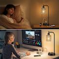 Miniatyrbillede 3 af 5: Boho Shades Udskiftning 5,9 Tommer Højde Pendel Sconce Lampskærm Loftsventilator Lysdæksler Cylinder Vævet Lampskærm