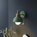 Miniatyrbillede 5 af 5: LED Vægskinne med Afbryder, Trævægslampe, Indendørsbelysning, Dekoration, Sengelampe, Soveværelse, Stue med Pære B