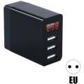 Miniatyrbillede 1 af 5: LED Digital Display Sort 3 Port 2.4A 5V USB EU Stik til Telefonoplader Adapter Velegnet til: Store Smart Phone Mærker