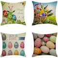 Miniatyrbillede 1 af 5: 4 stk. Happy Easter æg pudebetræk 18x18 tommer til boligindretning Ferie kastepudebetræk til sofa seng stol indretning