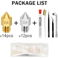 Miniatyrbillede 3 af 5: 3D Printer Dysenkit, 24 Dele 0,4 mm 3D Printer Ekstruder Dyser til MK8 + Pincet Nøgler