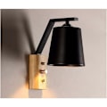Miniatyrbillede 2 af 5: Led Metal Trævæglampe Moderne Enkel Kreativ Soveværelse Sengelampe Retro Kreativ Balkon Massivt Trævæglampe E27 Stil Uden Lyskilde (Bla