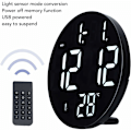 Miniatyrbild 3 av 5: LED Digital Klocka, Modern Rund Klocka Stativ Väggmonterad, 12 Timmars USB-driven Tyst Klocka, för Vardagsrum, Sovrum, Klassrum, Kontor