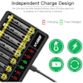 Miniatyrbillede 3 af 4: 8-Bays AA AAA Batterilader (Hurtig USB-opladning) til Ni-MH-genopladelige batterier