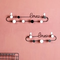 Miniatyrbild 4 av 5: 2 st set svarta bokstäver krokar hängare metall väggkonst organisation hängande kläder hatt hängare krok klädhängare