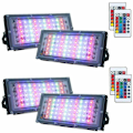 Pikkukuva 1 / 5: 4 kpl himmennettäviä ulkotilojen RGB LED-valokeiloja, IP66 vedenkestävä kaukosäätimellä, 16 väriä, 4 valaistustilaa ulko- ja sisätiloihin (50W)