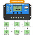 Miniatyrbillede 4 af 5: Solcelleladningsregulator, Dobbelt USB-porte Intelligent Solpanel Batteriregulator, Multifunktionel Justerbar LCD-skærm Gadelysregulator