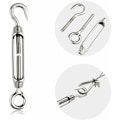 Miniatyrbilde 4 av 5: 10 stk. Wire Tensioner M4 Rustfritt Stål Justerbar Turnbuckle Haken og Øye Sett