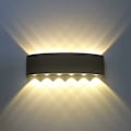 Miniatyrbillede 1 af 5: Væglamper Indendørs 12W LED Op og Ned Væglampe Sort Aluminium Moderne Sconce Vægvaskelamper til Stue, Soveværelse, Badeværelse, Gang - Varmt Hvidt