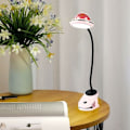 Miniatyrbilde 2 av 5: Klipslampe for barn, USB-oppladbar LED-klipsleselampe med stjerneprojeksjon, 360° berøringsdimmbar svanehals-sengelampe (rosa)