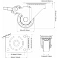 Miniatyrbillede 3 af 5: Sæt af 4 Sorte Drejelige Hjul til Møbler Ø25Mm Transport Hjul, Hjul til Vogn Tpe Industri Plade Hjul, 2 Møbel Hjul + 2 Hjul
