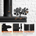 Miniatyrbillede 4 af 4: Ovnventilator 12 Varmedrevet Brændstofbesparende Lys - Pejs Ovnventilator, til Træovn/Pejs/Log/Gas/Pelletovn