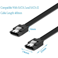 Miniatyrbild 3 av 5: 40cm SATA-datakabel 6,0 Gbps svarta ändar Plug in Serial SATA-hårddiskkabel SATA 3.0 SSD-datakabel