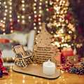 Miniatyrbillede 5 af 5: Træ Julemindelys Ornamenter, Juleparadis Gyngestol med LED Te Lys, til at Mindes Dine Kære Juler på Skrivebordet