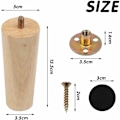 Miniatyrbillede 2 af 5: 4 stk. massive træmøbelben, 12 cm træben til sofa, udskiftning af træmøbelfødder, koniske møbelben med monteringsplade M8 skruer,