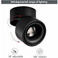 Miniatyrbillede 4 af 5: Indendørs 10W LED Spotlight 360° Justerbar Loft Spots Downlight/Overflademonteret COB Belysning LED/10X10CM/Aluminium Vægslampe eller Spotlys (Sort-400