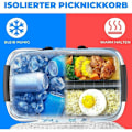 Miniatyrbilde 3 av 5: Piknikkurv, isolert kurv, handlekurv, kjølebag, handlepose, piknikpose for å bære mat, piknik, fotturer, camping, Sunny