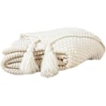 Miniatyrbillede 2 af 5: Nordisk Håndstrikket Tæppe, Modetæppe, til Sofa, Seng og Som Tæppe, Beige, 120X150Cm