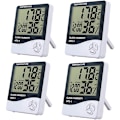 Miniatyrbillede 1 af 5: 4 stk. Digital Rumtermometer Hygrometer Luftfugtighedsmåler Indendørs LCD Termometer Alarm Temperaturmonitor