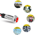 Miniatyrbilde 5 av 5: LED-indikatorlys, 5 stk/sett 5 lysfarger IP66 6 mm vanntett LED metall advarselslys med 1NO-ledning (AC220V)