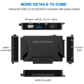 Miniatyrbilde 1 av 4: Sata til USB IDE-adapter USB 3.0 2.0 Sata3-kabel for 2,5 3,5 tommers HDD Ssd-konverter IDE Sata-adapter