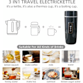 Miniatyrbild 3 av 5: Bärbar vattenkokare, 3-i-1 elektrisk värmekanna, liten resetermoflaska, vattenflaska, värmekopp, vattenflaska, 0,6 L, Smart temperatur C