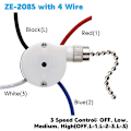 Miniatyrbillede 3 af 5: 3 stk. Ze-208S E89885 3 hastighed 4 ledning træk kædekontakt loftsventilator lyskontakt reservedel, B